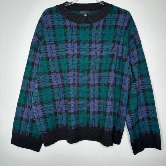Ann Taylor Sweaters - Ann Taylor Crew Neck Sweater Size XL Plaid Rainforest Relaxed fit